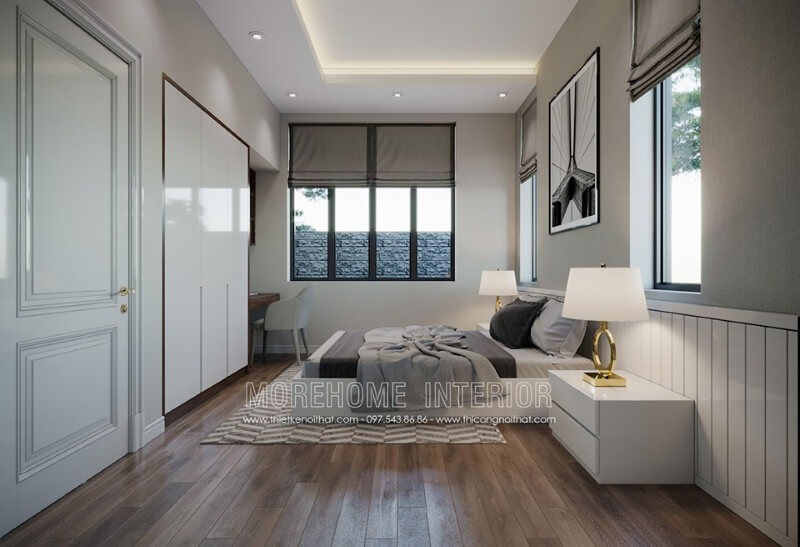 Trần thạch cao phòng ngủ hiện đại đơn giản đẹp sang. Thiết kế phòng ngủ biệt thự
