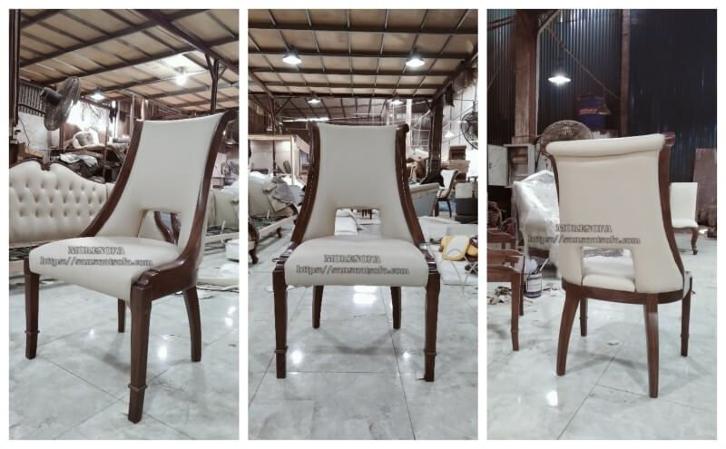 Ghế ăn gỗ óc chó hiện đại bọc da vải đẹp sang trọng cho nhà phố, biệt thự, chung cư....