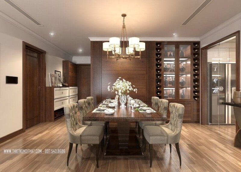 Bộ bàn ghế ăn đẹp được thiết kế không quá lớn nhưng lại tạo ấn tượng mạnh bởi các đường cong và thiết kế đậm chất châu Âu cổ