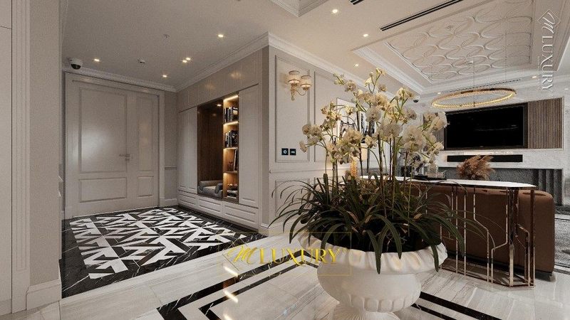 Cửa gỗ tự nhiên sơn trắng toát lên vẻ đẹp trang nhã hiện đại cho căn nhà làm bừng sáng không gian phòng khách.